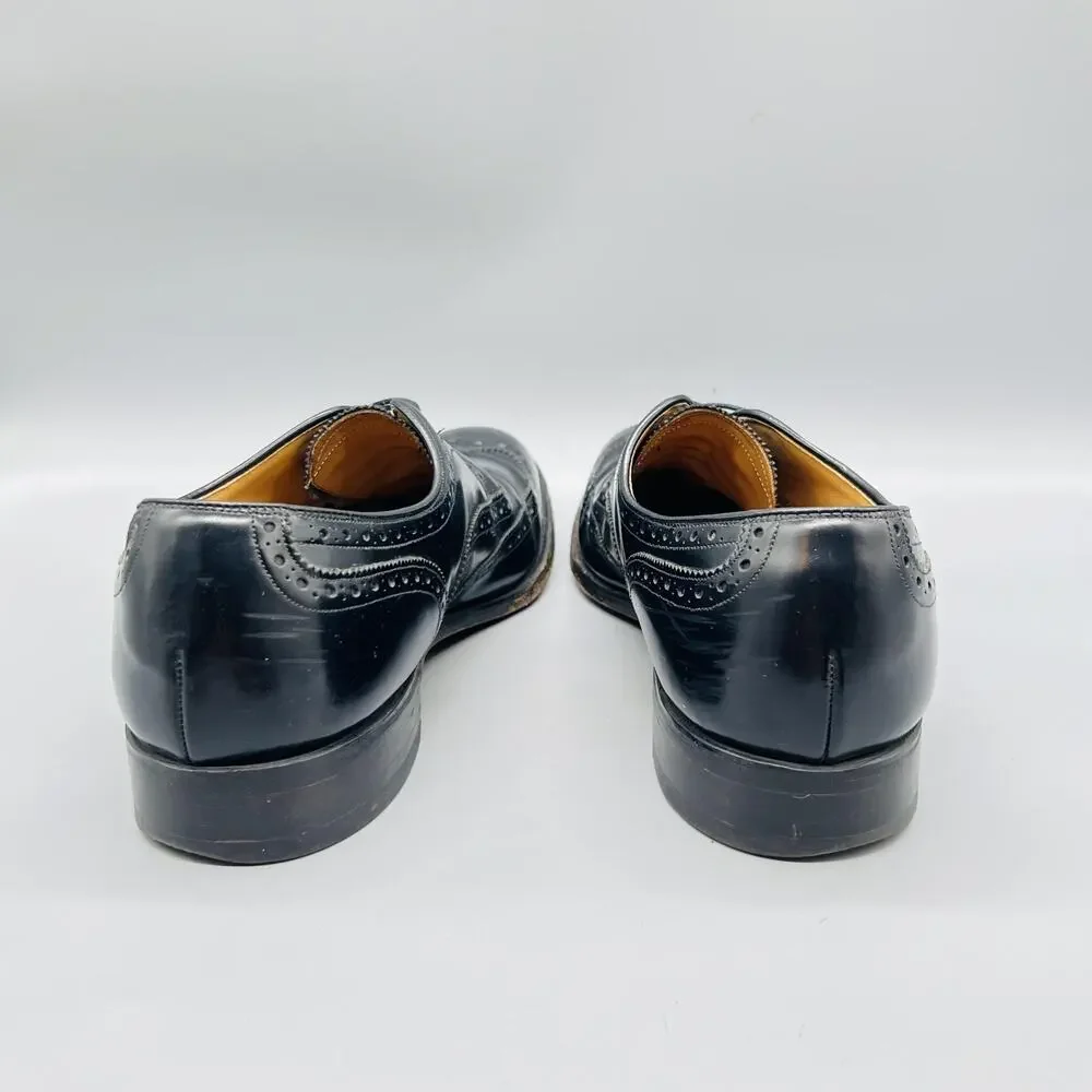 Johnston & Murphy Shoes Mens 11.5 Black Leather Aristocraft Wingtip Oxford Dress